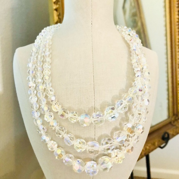 Vintage Deco GORGEOUS Aurora Borealis Rhinestone Necklace Earrings - Picture 6 of 15